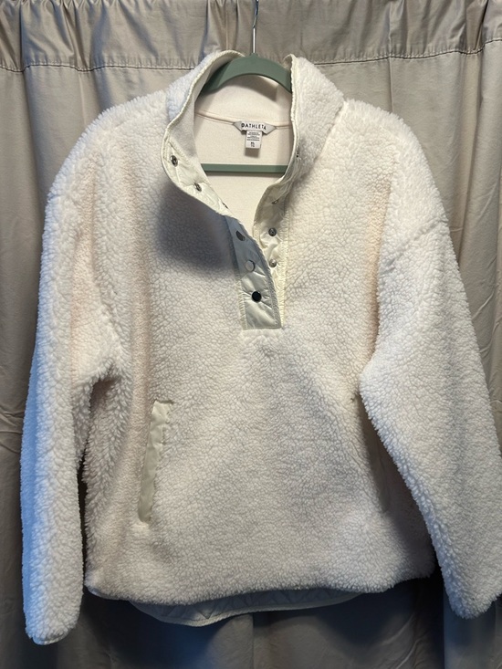 Athleta Sweaters - Athleta Cream Sherpa Snap-Front Pullover